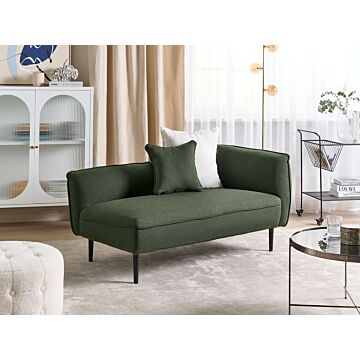Chaise Lounge Dark Green Boucle Fabric Metal Legs Right Hand With Cushion Modern Design Beliani