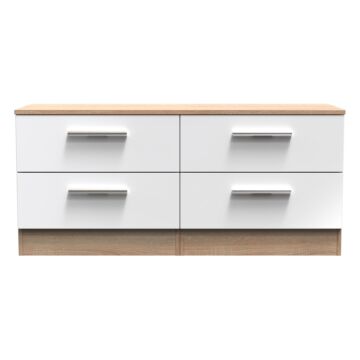 Contrast 4 Drawer Bed Box In White & Bardolino Oak