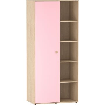 Junior Vida Neptune 1 Door Wardrobe, Pink & Oak