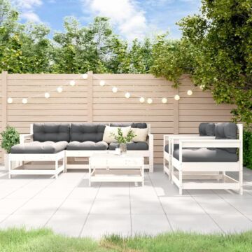 Vidaxl 7 Piece Garden Lounge Set White Solid Wood Pine