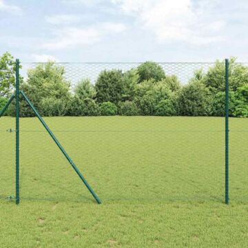 Vidaxl Hexagon Fence Green 1.5x50 M Steel, Vidaxl Fence Posts 13 Pcs Green Ø32 Mm 200 Cm Galvanised Steel
