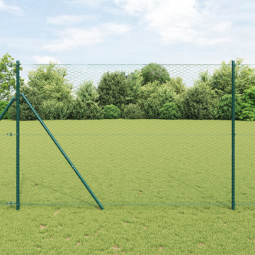 Vidaxl Hexagon Fence Green 1.5x50 M Steel, Vidaxl Fence Posts 13 Pcs Green Ø32 Mm 200 Cm Galvanised Steel