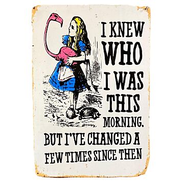 Vintage Metal Sign - Alice In Wonderland - I Knew Who I Was, But I've Changed