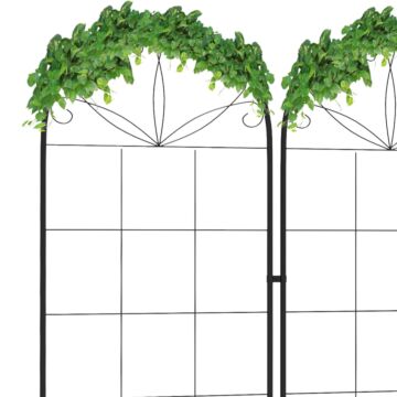 Outsunny Metal Trellis Set Of 2, Garden Trellis For Climbing Plants Support Frames, Grid Design