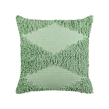 Decorative Cushion Green Cotton 45 X 45 Cm Geometric Pattern Boho Decor Accessories Beliani
