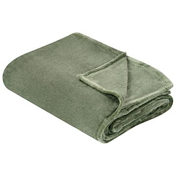 Blanket Green Polyester 200 X 220 Cm Soft Pile Bed Throw Cover Home Accessory Modern Design Beliani
