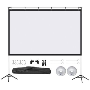 Homcom 80 Inch Projector Screen And Stand, Portable Front & Rear Projection Screen, 4k Hd 16:9 Screen For Outdoor Indoor, Home Theater Presentation