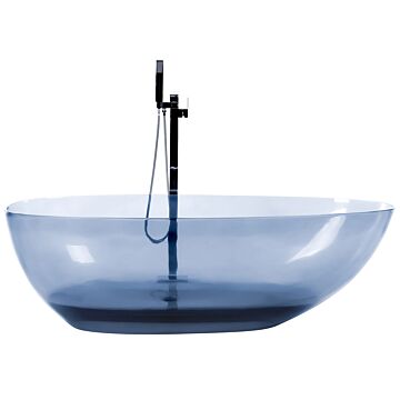 Freestanding Bath Transparent Blue Solid Surface 169 X 78 Cm Oval Single Modern Design Beliani
