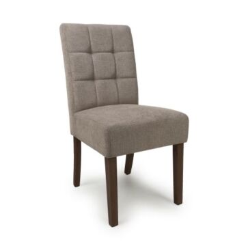 Moseley Waffle Flax Effect Light Brown Dining Chair In Walnut Legs