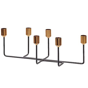 Candle Holder Black And Gold Metal Stand For 6 Candles Modern Decoration Beliani