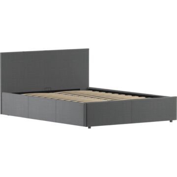 Vida Designs Veronica Double Ottoman Bed, Dark Grey Linen