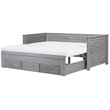 Bed Frame With Storage Grey Rubberwood Eu Single To Super King Size 6ft Guest Bed Beliani