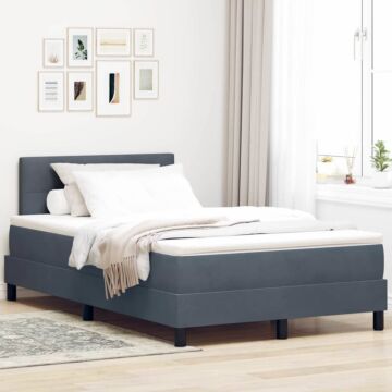 Vidaxl Box Spring Bed With Mattress & Led Dark Grey 120x200 Cm Velvet