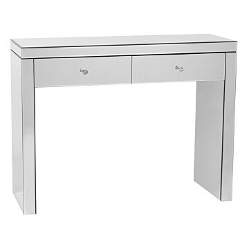 Console Table Silver Glass 2 Drawers Crystal Knobs Modern Glam Beliani