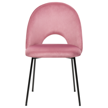 Set Of 2 Dining Chairs Pink Velvet Upholstery Black Legs Retro Glamour Beliani