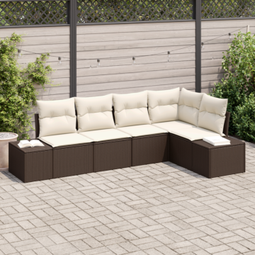 Vidaxl 5 Piece Garden Sofa Set With Cushions Brown Poly Rattan