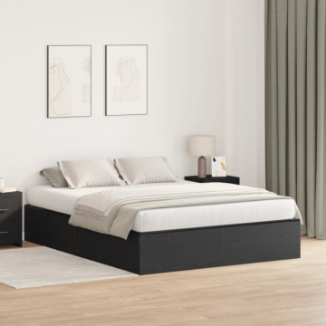 Vidaxl Bed With Storage Black Oak Wood Composite Full/double Storage