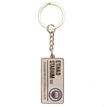 Manchester City Fc Embossed Street Sign Keyring