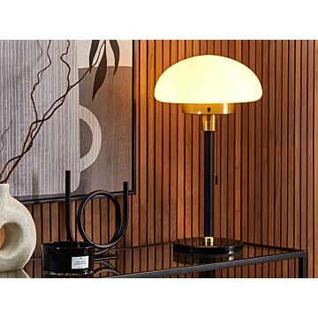 Table Lamp Black Gold White Glass Iron 55 Cm Half Globe Shade Bedside Table Light Retro Classic