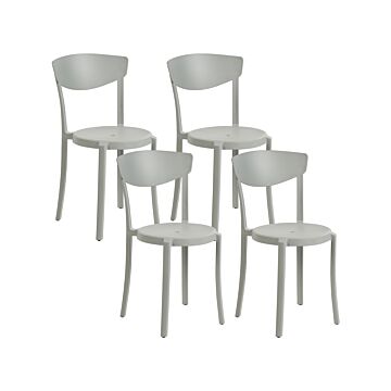 Set Of 4 Garden Chairs Light Grey Polypropylene Lightweight Weather Resistant Plastic Indoor Outdoor Modern Beliani