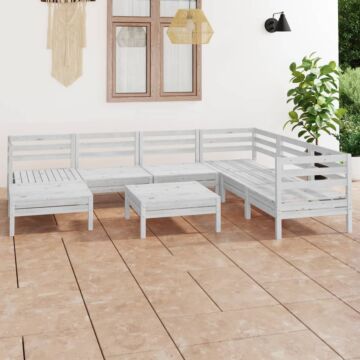 Vidaxl 8 Piece Garden Lounge Set Solid Wood Pine White