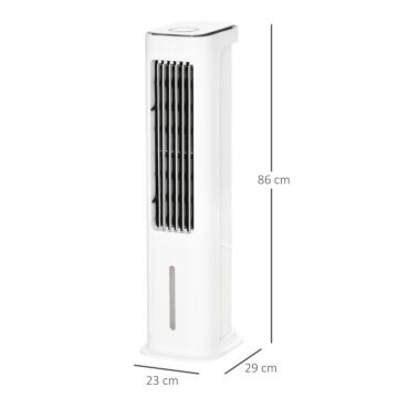 Homcom Evaporative Air Cooler, Oscillating Ice Cooling Fan With 3 Modes, 3 Speeds, Remote Control, Timer, And Oscillation, White