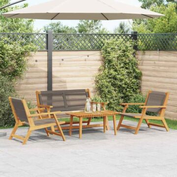 Vidaxl Garden Chairs With Table 4 Pcs Grey Solid Wood Acacia