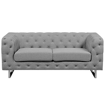2 Seater Chesterfield Sofa Light Grey Button Tufted Beliani