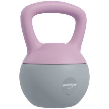 Sportnow Soft Kettlebell, 6kg Kettle Bell With Non-slip Handle For Home Gym Weight Lifting And Strength Training, Purple And Grey