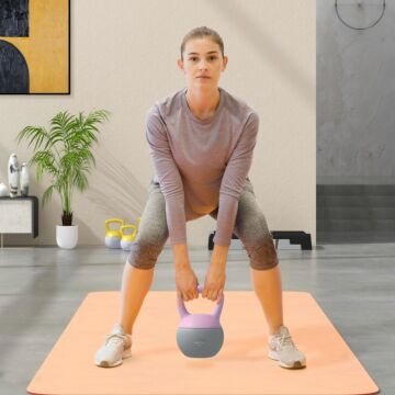 Sportnow Soft Kettlebell, 6kg Kettle Bell With Non-slip Handle For Home Gym Weight Lifting And Strength Training, Purple And Grey