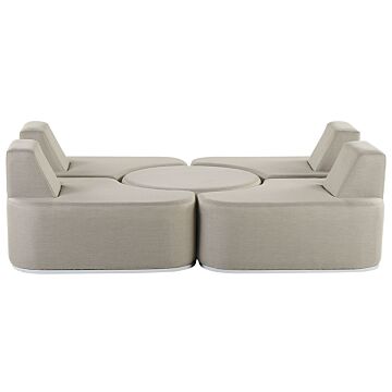 4 Seater Garden Sofa Set Light Grey Upholstered With Ottoman Uv Resistant Quick Dry Foam Modern Outdoor Set Beliani