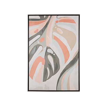 Canvas Art Print Multicolour 93 X 63 Cm Monstera Leaf Polyester And Mdf Modern Beliani