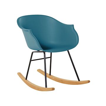 Rocking Chair Teal Synthetic Material Metal Legs Shell Seat Solid Wood Skates Modern Scandinavian Style Beliani
