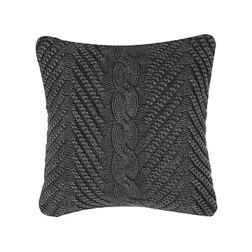Decorative Cushion Grey Knitted 45 X 45 Cm Crochet Boho Retro Decor Accessories Beliani