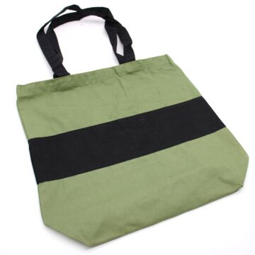 Two Tone Cotton Bag - 38x42x12cm - Green & Black - 10oz