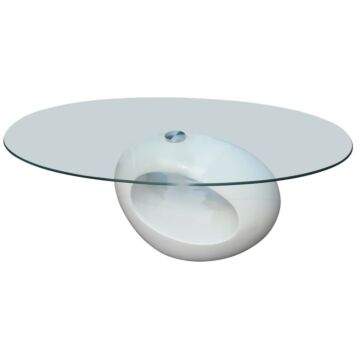 Vidaxl Coffee Table With Oval Glass Top High Gloss White