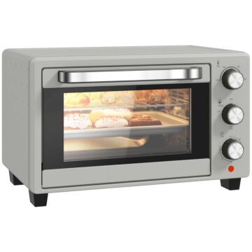 Homcom 21l Mini Countertop Oven, 100°c-230°c Adjustable Temp - Silver Tone