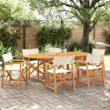 Vidaxl 6 Piece Folding Garden Chairs Cream White Fabric