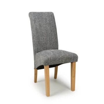 Karta Scroll Back Tweed Grey Dining Chair