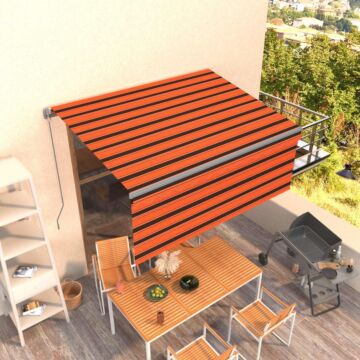 Vidaxl Manual Retractable Awning With Blind 3.5x2.5m Orange&brown