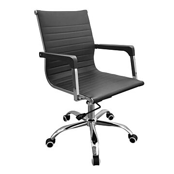 Loft Home Office Home Office Chair With Contour Back In Black Faux Leather With Chrome Base