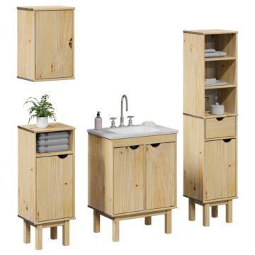 Vidaxl 4 Piece Bathroom Furniture Set Otta Solid Wood Pine