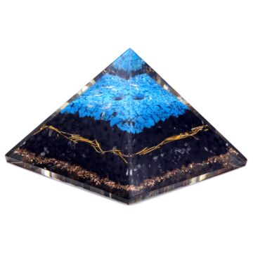 Orgonite Pyramid - Blue And Black Tourmaline - 7cm
