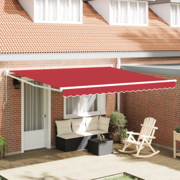 Vidaxl Manual Retractable Awning Red 400x300 Cm