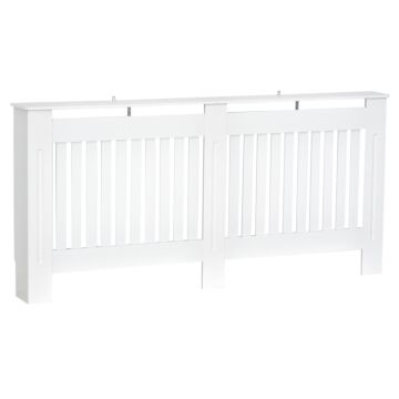 Homcom Slatted Radiator Cover Painted Cabinet Mdf Lined Grill In White 172l X 19w X 81h Cm