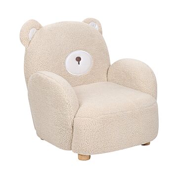 Animal Chair Beige Faux Fur Upholstery With Armrests Nursery Furniture Seat For Children Modern Design Bear Shape Beliani