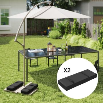 Outsunny Parasol Weights Set Of 2, Parasol Base Weights Bags, 25kg Fillable Sandbag Weights With Handles, Cantilever Umbrella Base Weights, Black