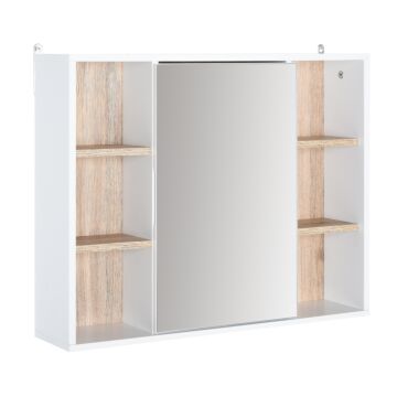 Homcom Bathroom Mirror Cabinet, Wall Mounted Medicine Cabinet With Storage Cupboard And Adjustable Shelf, White