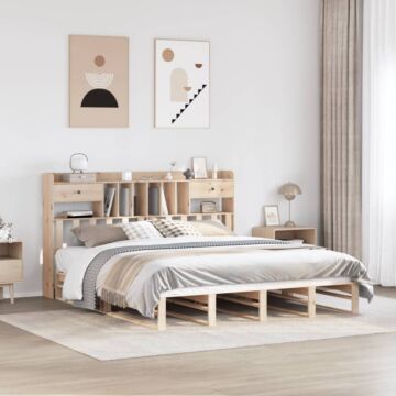 Vidaxl Bookcase Bed Without Mattress 200x200 Cm Solid Wood Pine