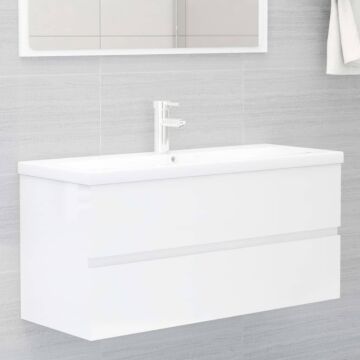 Vidaxl Sink Cabinet With Built-in Basin High Gloss White Engineered Wood